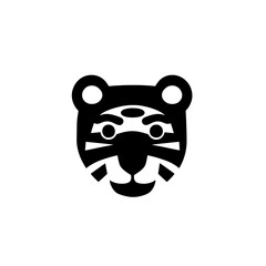 Fototapeta premium Stylized minimalist logo featuring a tiger head with negative space design in black and white