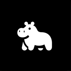 Fototapeta premium Unique minimalist hippo icon in black and white showcasing modern vector design
