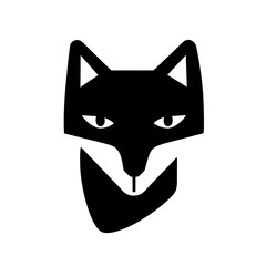 Stylized black and white fox icon in modern minimalist design showcasing negative space elements