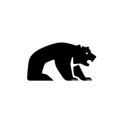 Obraz premium Bear icon logo design featuring minimalist style with black and white colors for modern branding applications