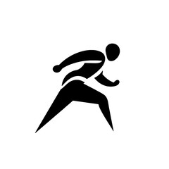 Dynamic running icon designed in black and white with a minimalist and modern aesthetic suitable for various sports and fitness themes