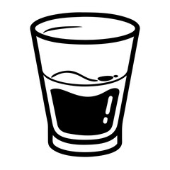 Shot glass icon filled with liquid in a minimalist style with black outlines