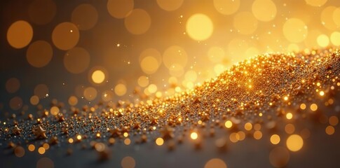 Shimmering gold sparkles on textured background,  festive,  sparkle