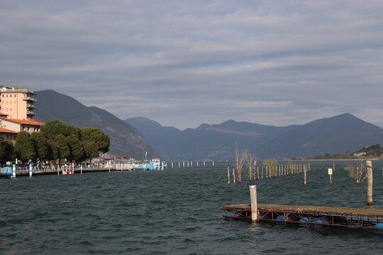 View of the port of Paratico, a small town on Lake Iseo in northern Italy