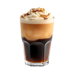 Glass of Coffee with Whipped Cream and Cara Cara Isolated on Transparent Background