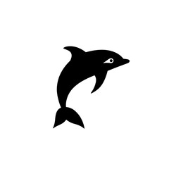 Obraz premium Stylized dolphin icon in black and white with modern minimalist design using negative space