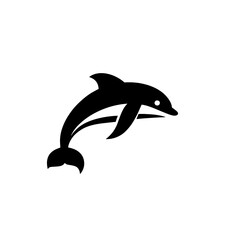 Fototapeta premium Modern minimalist dolphin logo design featuring negative space in black and white vector format
