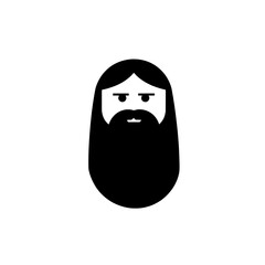 Minimalist black and white iconic logo featuring a bearded character with a modern and clean design