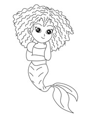 Mermaid Coloring Page for Kids – Cute Line Art Printable for Fun and Learning