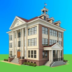 Private School building illustration, 