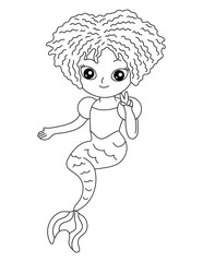 Mermaid Coloring Page for Kids – Cute Line Art Printable for Fun and Learning
