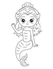 Mermaid Coloring Page for Kids – Cute Line Art Printable for Fun and Learning
