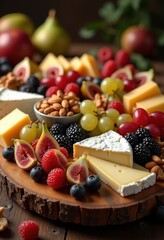 assorted cheese platter fruits nuts gourmet snack board variety colorful arrangement, slices, cube, savoury, tasting, texture, spread, appetizer, healthy