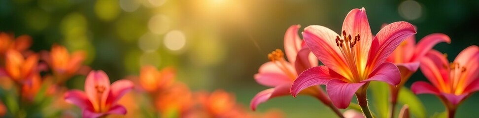 Vibrant Alstroemeria Peruvian lily flowers in full bloom in a sunny garden,  flowers,  petals