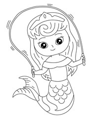 Mermaid Coloring Page for Kids – Cute Line Art Printable for Fun and Learning