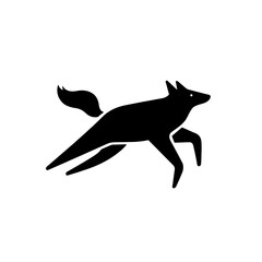 Obraz premium Elegant minimalist logo design featuring a running fox in black and white with a focus on negative space and modern aesthetics