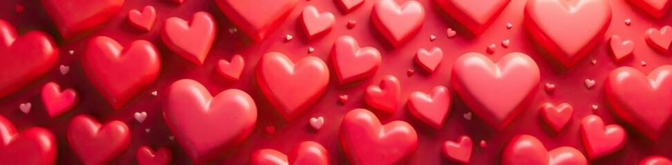 Valentine themed red hearts pattern background,  glossy,  passion