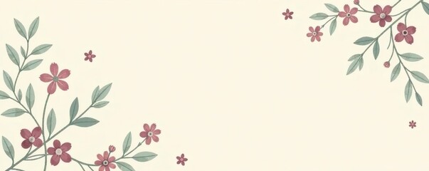 Small ditsy floral print in muted mauve and sage green on cream background,  sage green, seamless