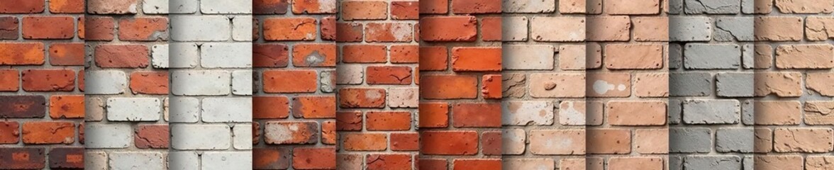 Variety of brick, stone and concrete textures in a seamless pattern,  backdrop,  architecture