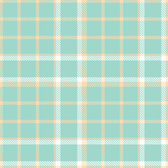 Dark light peach Tartan patterns fabric texture. Contemporary Vibrant pale teal Seamless Tartan