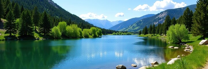 Scenic view of Haviland Lake with clear blue skies and lush greenery in Durango, Colorado,  nature,  Durango