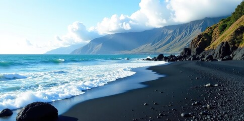 Scenic view of lava beaches and rugged coastal landscapes at Cape Palliser, North Island, New Zealand,  new zealand,  nature