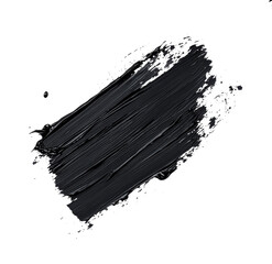 Black paint strokes paint, roller, spatula, splash, brush stain grunge isolated on transparent or white background.