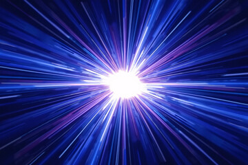 Obraz premium Radiant Blue Light Burst with Dynamic Rays - Energy, Speed, and Illumination Concept