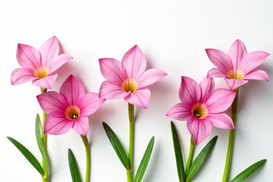Set of beautiful Freesia flowers on white background, Freesia,  arrangement