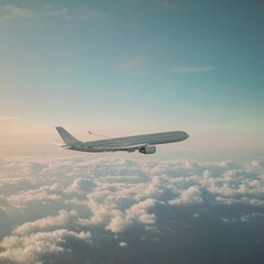 White commercial airplane flying during the day over the clouds in the sky