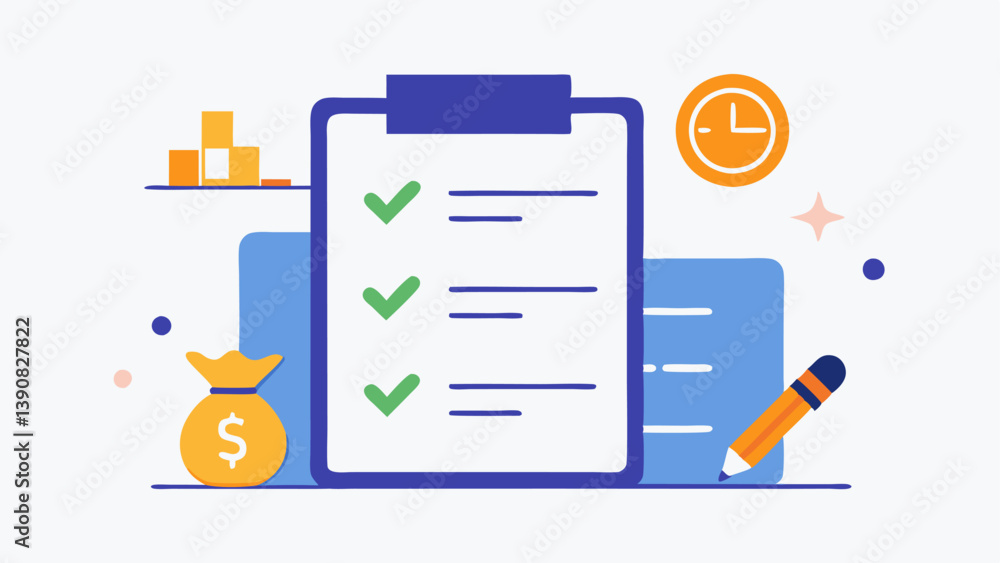 Poster checklist an illustrated checklist with items like create budget pay more than minimum and cut unnec