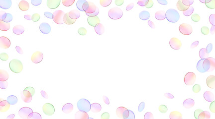 Circle transparent confetti isolated background. Polka dot pattern. 3d round lens gradient texture flying. Vector illustration for birthday, carnival, party design