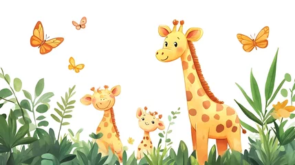Baby animals jungle leaves wallpaper