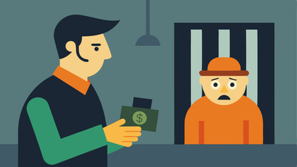 Money Exchange A closeup of the bail bondsman counting cash while the defendant watches anxiously.