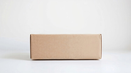Simple Cardboard Box on White Background