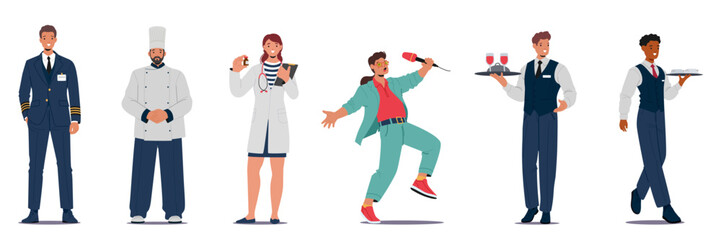 Cruise crew of professionals providing high quality restaurant, entertaining and medical services