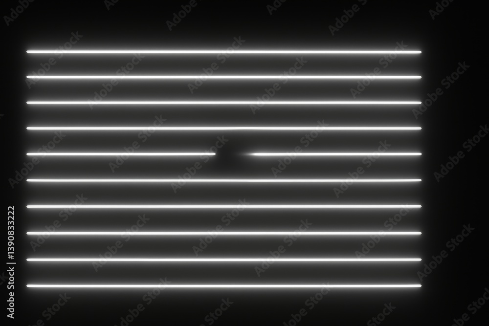 Poster white parallel neon lights forming a modern and futuristic design element are glowing on a dark back