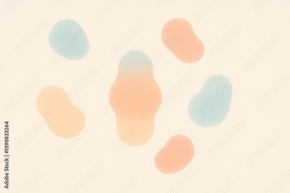Poster modern abstract background design with pastel gradient rounded shapes floating on a cream background