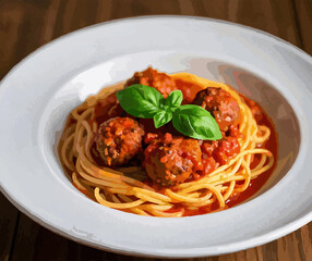 Classic Spaghetti with Meatballs in Rich Tomato Sauce
