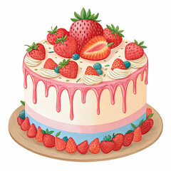 Vanilla cake dessert with strawberry on top
