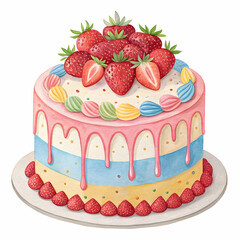Vanilla cake dessert with strawberry on top