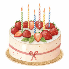 Vanilla cake dessert with strawberry on top