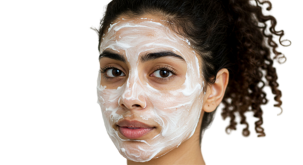 Young woman with a relaxing facial mask on her face