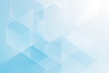 幾何学模様が浮かぶクリアな抽象背景,ブルーグラデーションの透明パターン,清涼感のある立体的ガラス風デザイン
