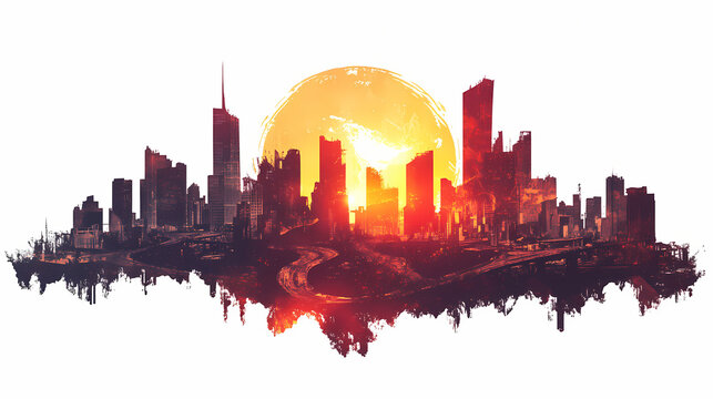 postapocalyptic sprawling cityscape skyline