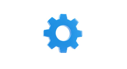 Fototapeta premium Blue gear settings icon cogwheel configuration options preferences mechanism interface tool app adjustment 3d
