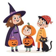 Flat design halloween kid collection