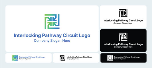 Interlocking Pathway Circuit Logo | Connected Network Branding