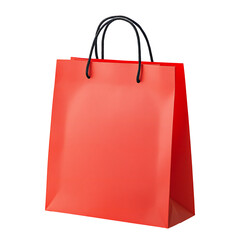 Red paper shopping bag with handles, eco-friendly retail packaging concept, Isolated Transparent Background