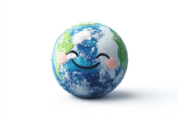 Fototapeta premium A smiling Earth globe, a cute 3D rendering symbolizing environmental protection and global happiness.
